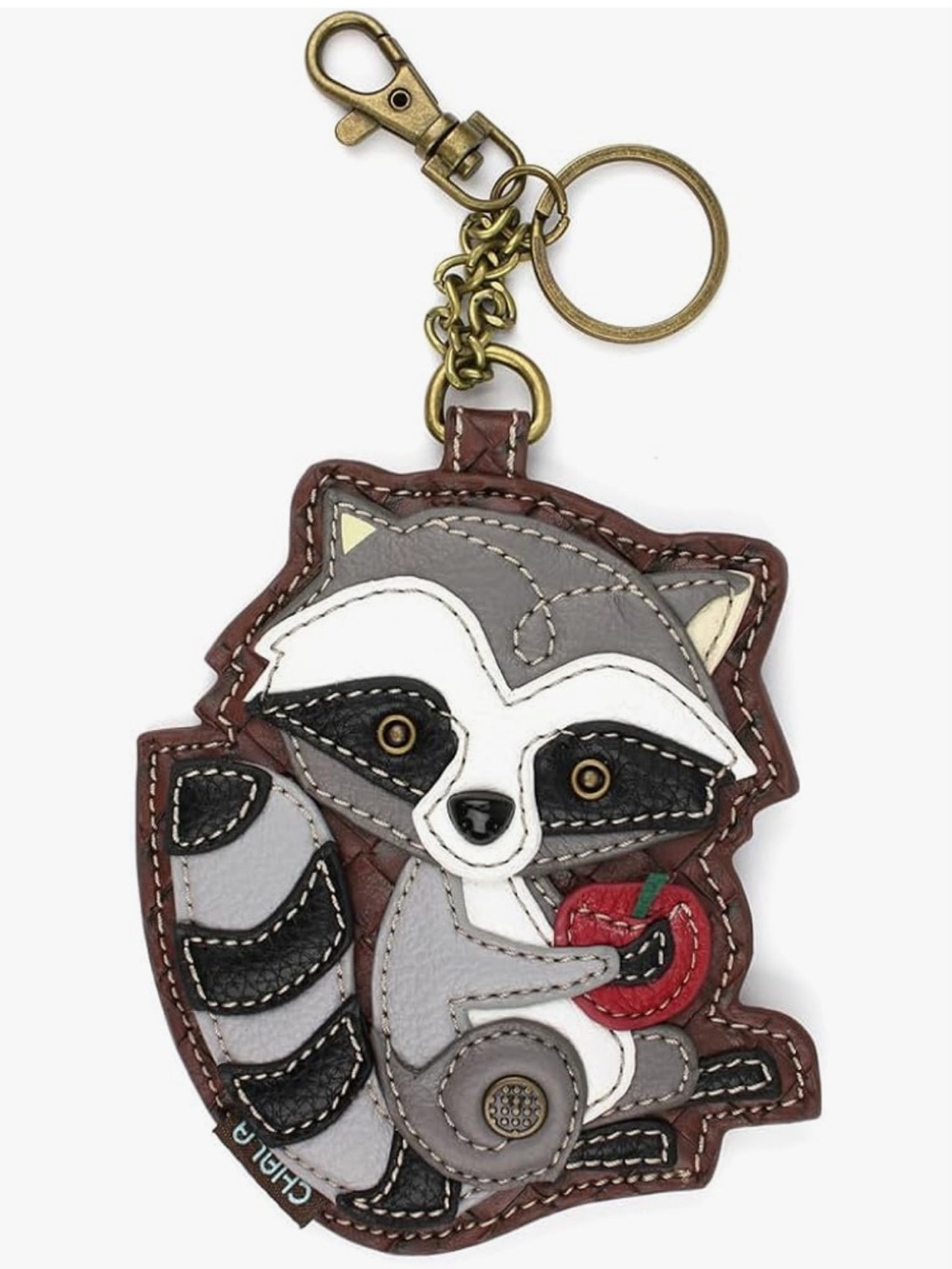 Chala Raccoon with Cherry Appliqué Key Fob Coin Purse NWT